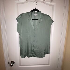 NWOT Nine West Olive Green Button Down Silk Blouse